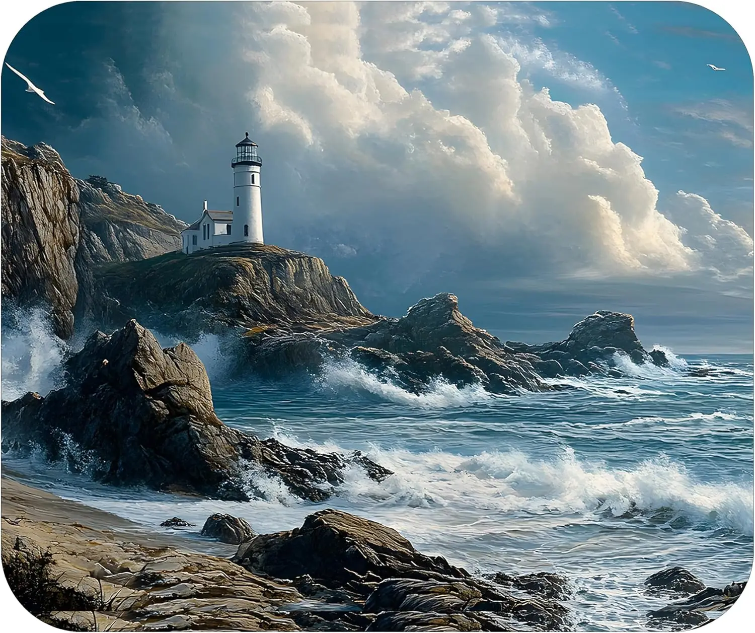 Moderate thickness Rectangular gaming mouse pad for desk computer laptop PC gaming home office gift lighthouse waves MP34