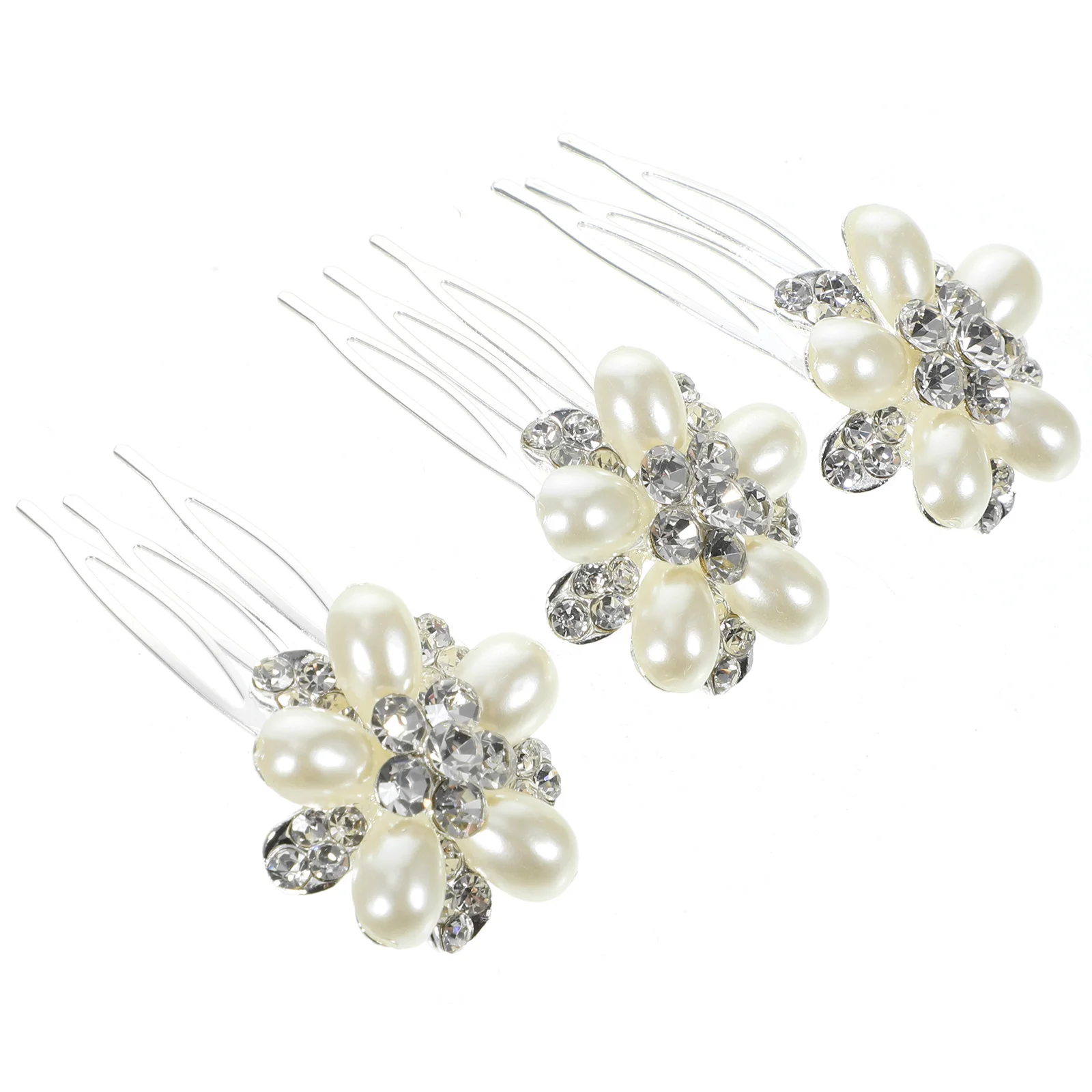

3 Pcs Rhinestone Hair Comb Decorative Combs Accessories for Bridal Crystal Flower Rhinestones Clips