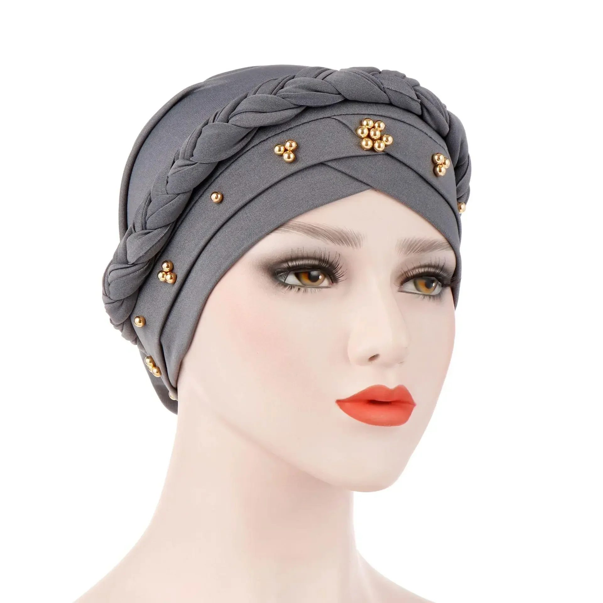 Lady Women Cancer Hat Chemo Cap Muslim Braid Head Scarf Turban Head Wrap Cover Ramadan Hair Loss Islamic Headwear Arab Fashion