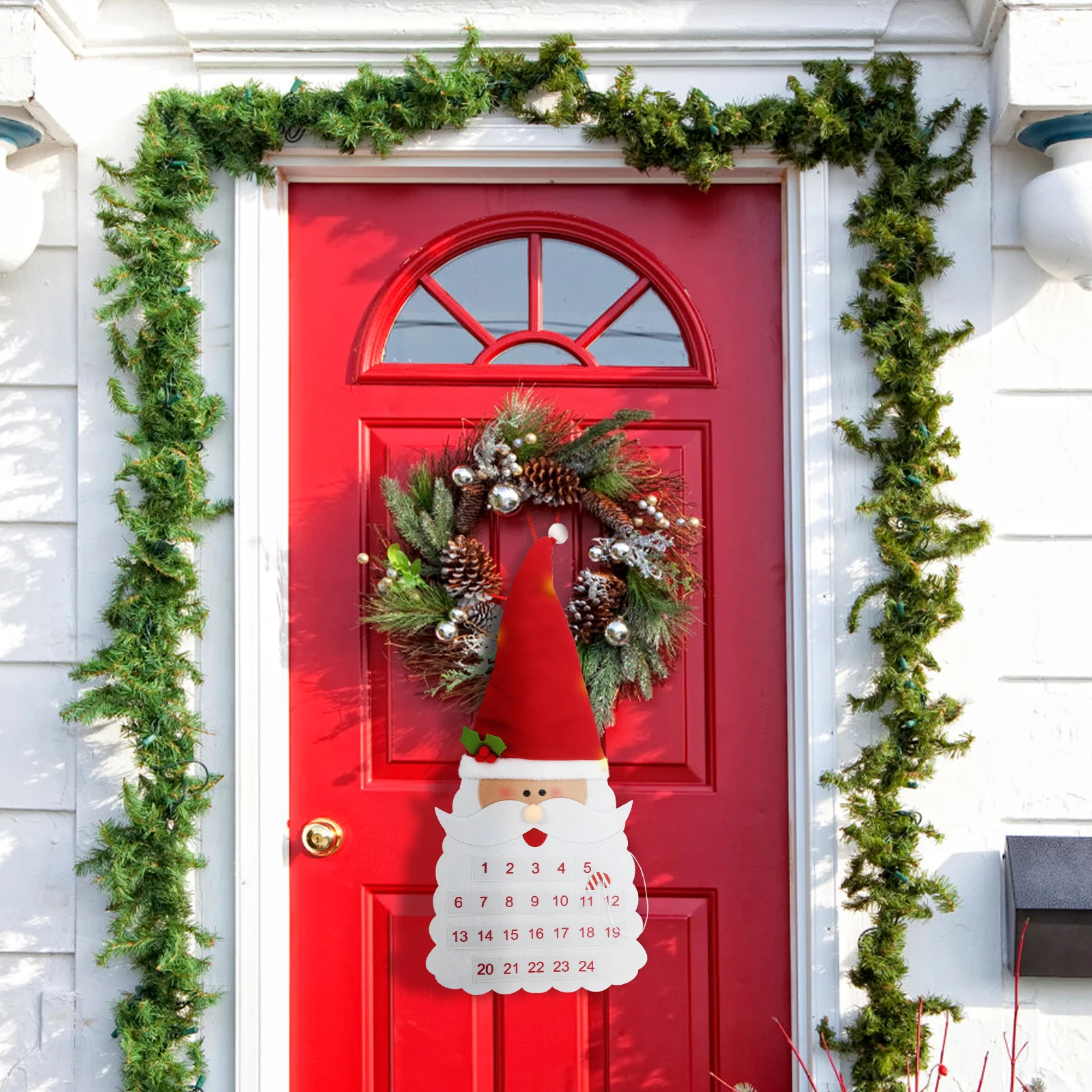 

Christmas Countdown Calendar White Felt Santa Advent Calendar For Kids 2025 Holiday Wall Hanging Decoration Xmas Party