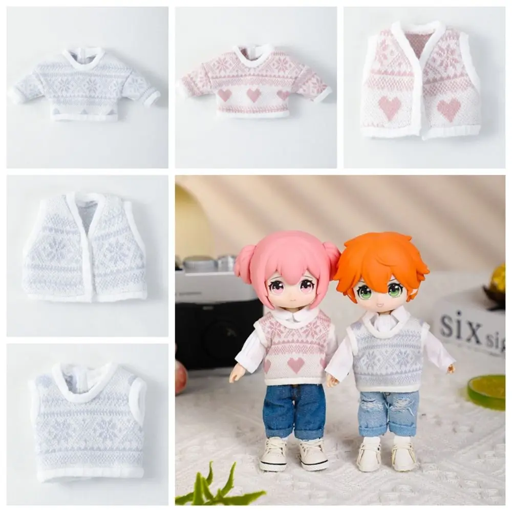 Children Adult Plaid Pattern OB11 Doll Sweater Snowflake Love 1/12 Doll Cardigan Mini Cute Ob11 Baby Clothes Obitsu11 Clothes