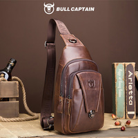 BULLCAPTAIN Genuine Leather Chest Back Pack Chest Bag Men Fashion Messenger Bag's Multifunctional Card Bages Mobile Phone Bags