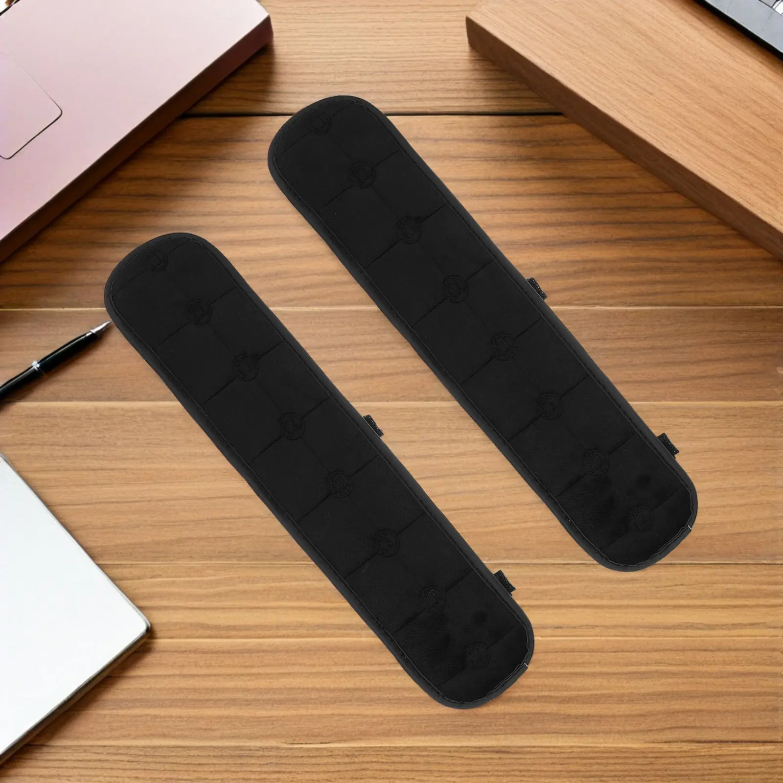 2Pcs Office Chair Armrest Pads Soft Fabric Covers Black Winter Armrest Cushion for Gaming Chair Sofa Car Seat Wheelchair Forearm