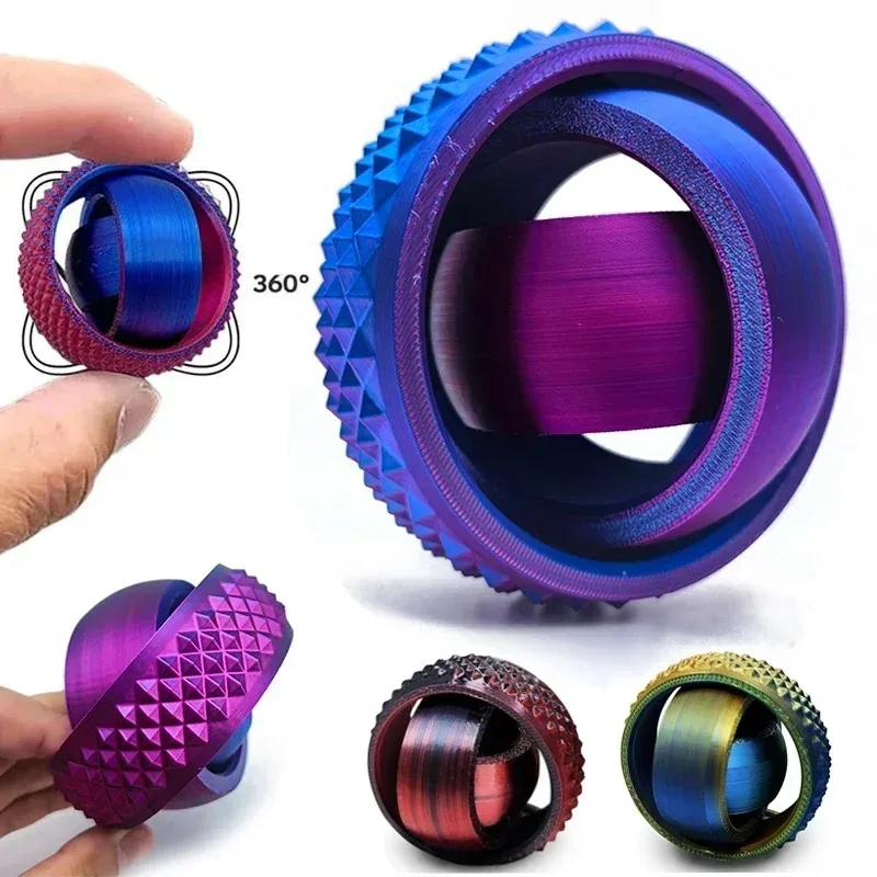 New 3D Printed Rotating Ball Toy O-Shaped Universal Fingertip Gyroscope Gravity Rotation Anxiety Relief Decompression Cool Toy**