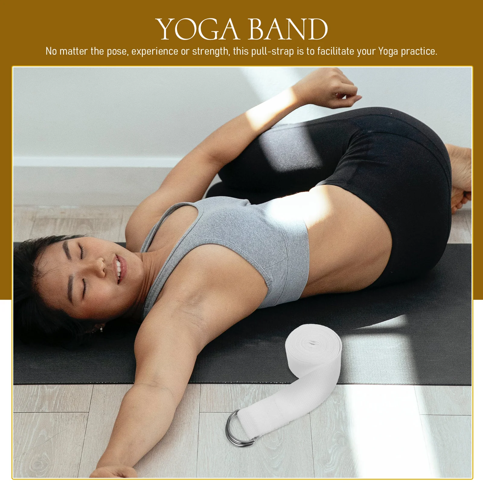 

Yoga Stretching Belt Equipment Straps Bands Elastic Workout Polyester Cotton for Women Inelastic