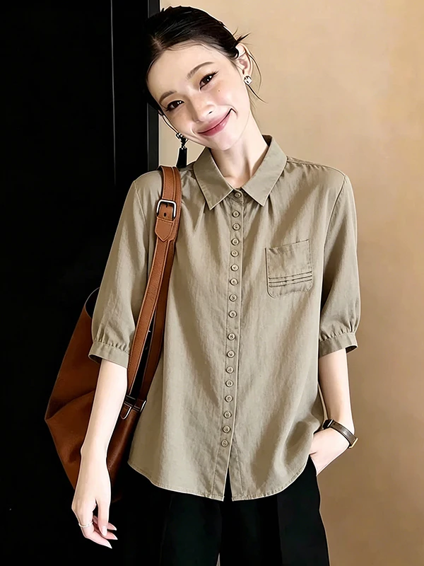 

plus Size Neck Color Shirt Women's Loose Casual Slimming Summer New Style Unique Top Comfortable Breathable Korean...