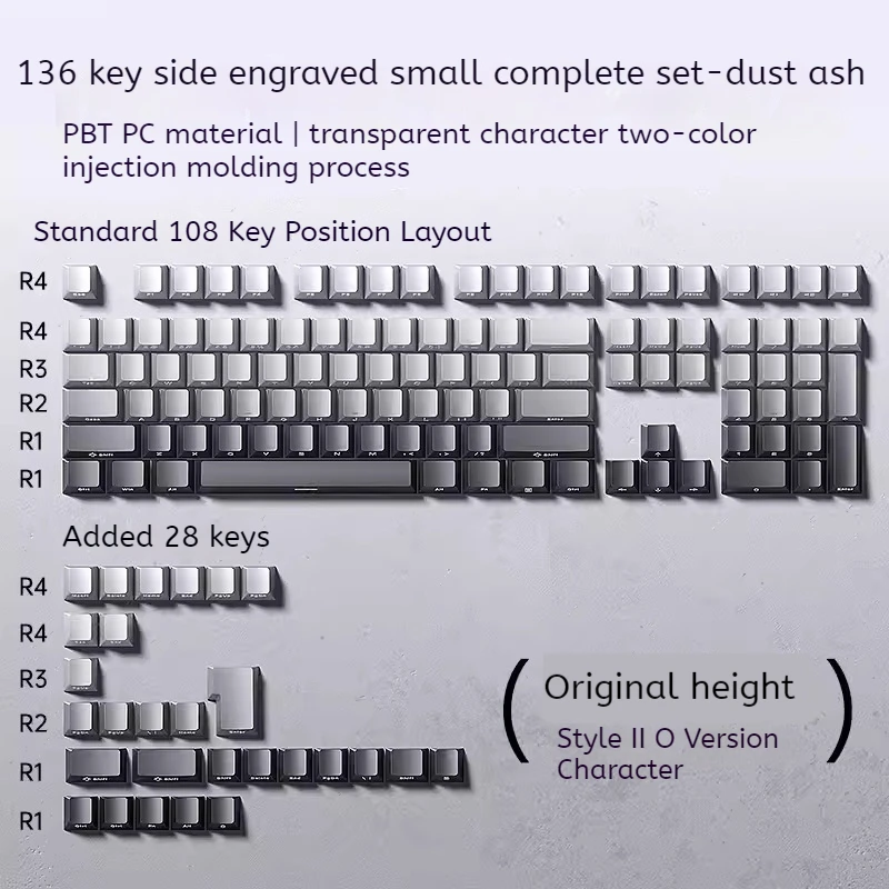 Aula F75 Side Engraved Gradient Keycap Small Full Set Pbt Material Cherry Profile Suitable For 68/75/81/87/98 Computer Accessory