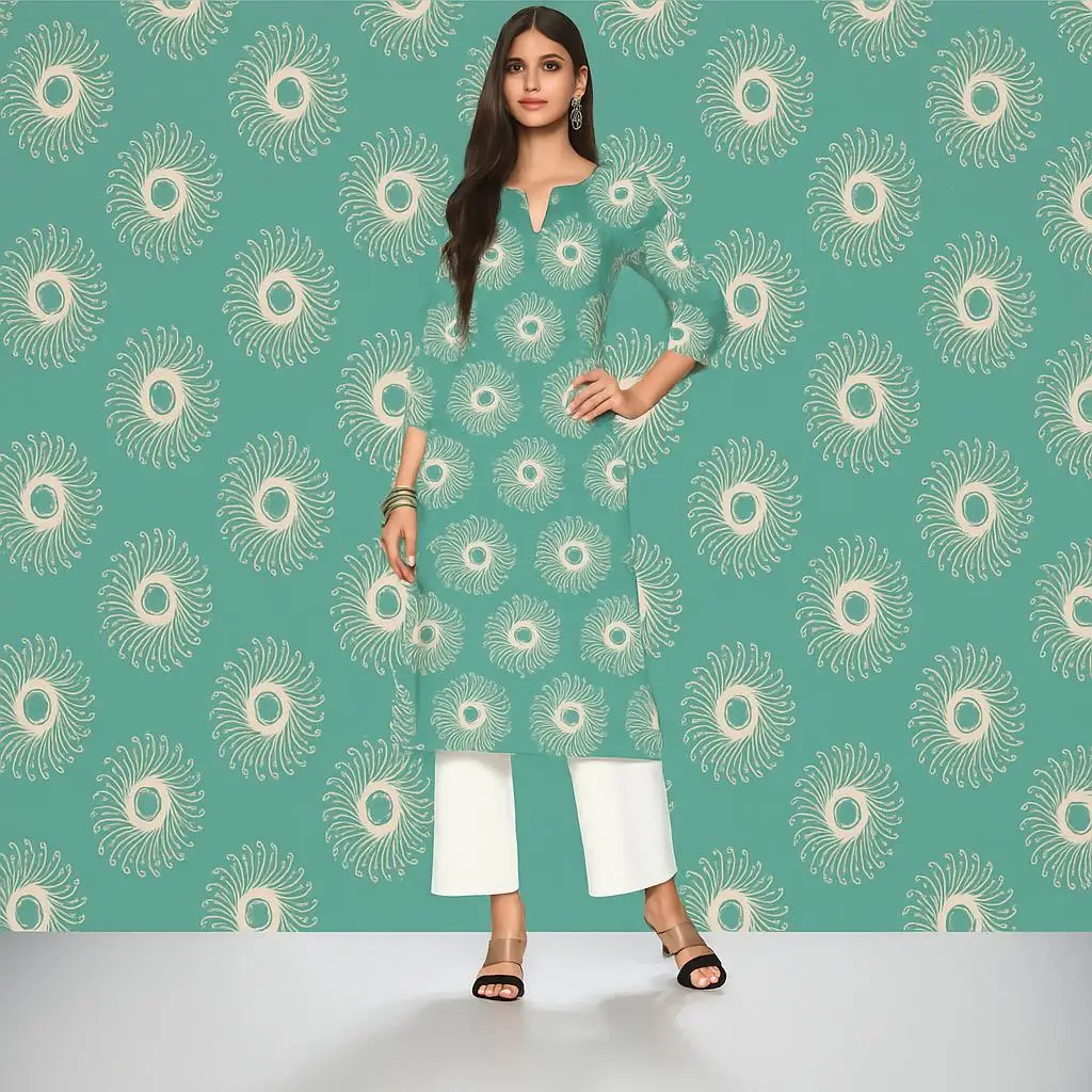 Muslim Kurtta Women's Casual Fashion Dress Long Sleeved Straight Tube Casual Ethnic Flower Abaya Musulmane Modest Dress