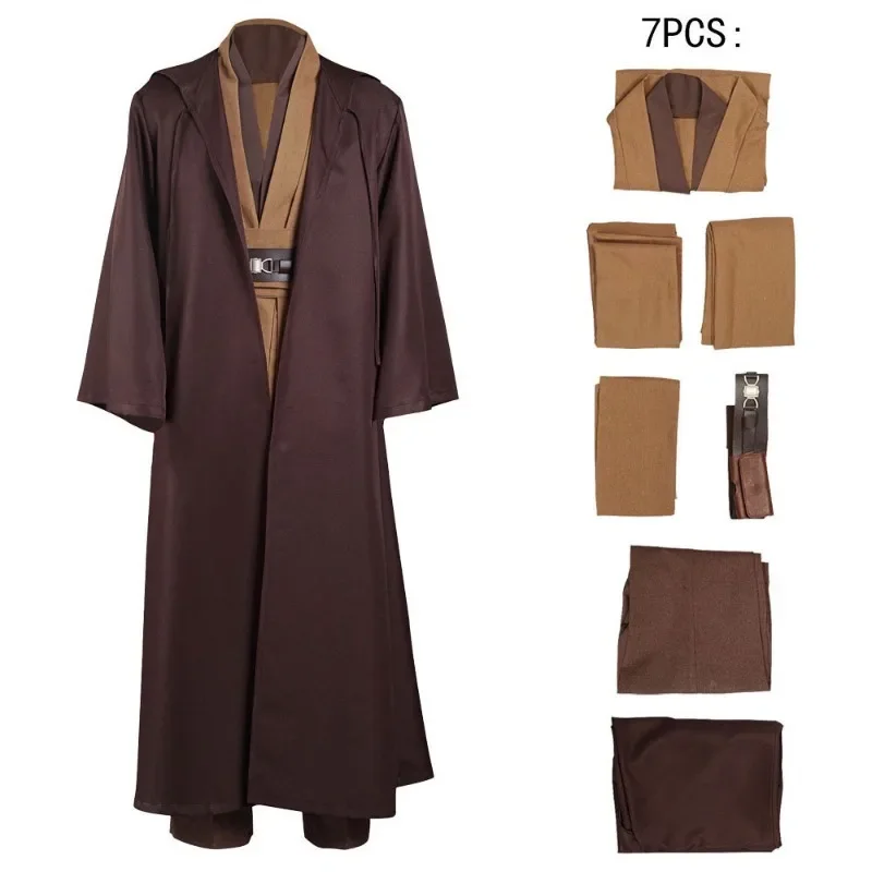 Cosplay As Obi-Wan Kenobi Realistic Jedi Costume for Halloween or Cosplay with Belt and Boots