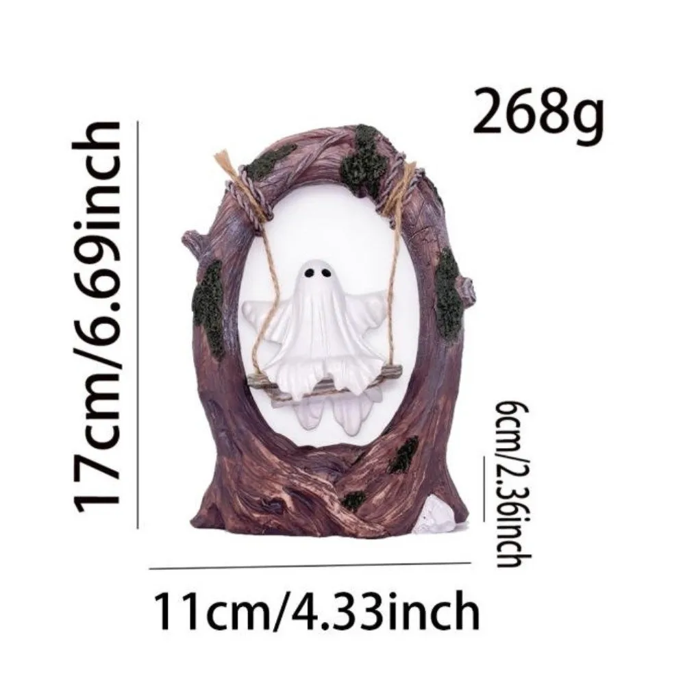 White Halloween Ghost Sculptures Cute Funny Halloween Swing Ghost Ornament Vintage Resin Swing Ghost Decorations