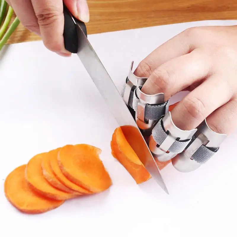 

Finger Guards For Cutting Food Adjustable 4 Pieces Finger Cot Finger Hand Guards Safe Finger Hand Guards Stainless Steel Thumb