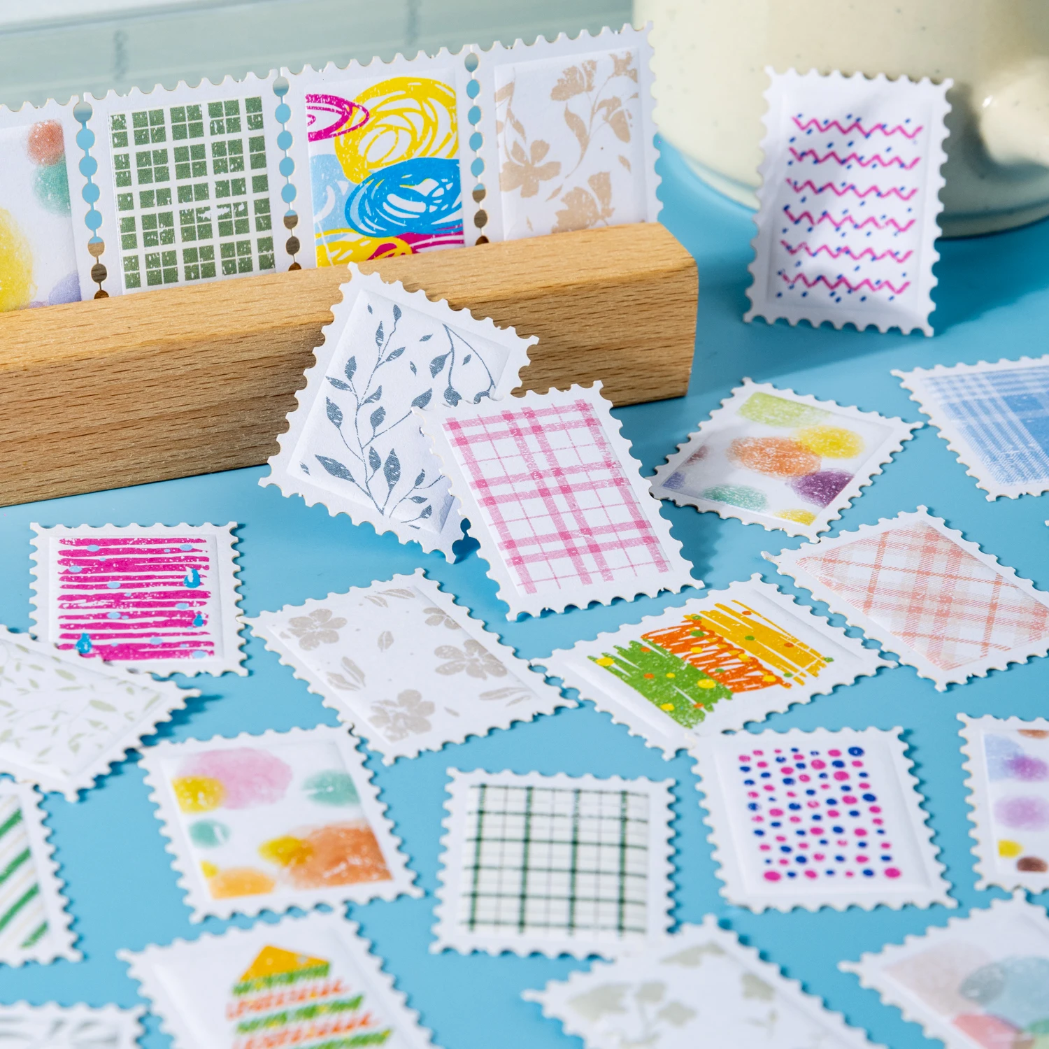Texture Set Series Colorful Plaid Pattern Landscape Sticker Creative DIY Journal Material Collage Scrapbooking Stationery