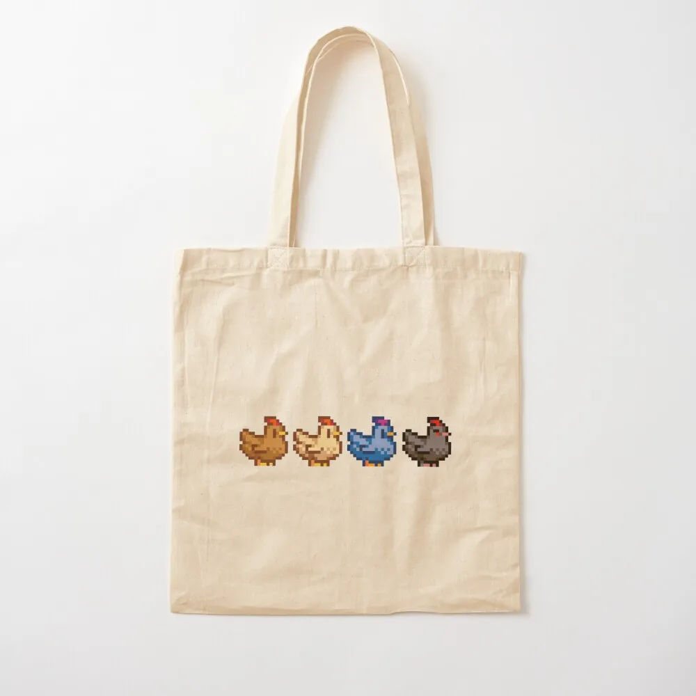 

4 Chickens Stardew Valley Tote Bag reusable grocery bags tote bag woman Canvas Tote Bag