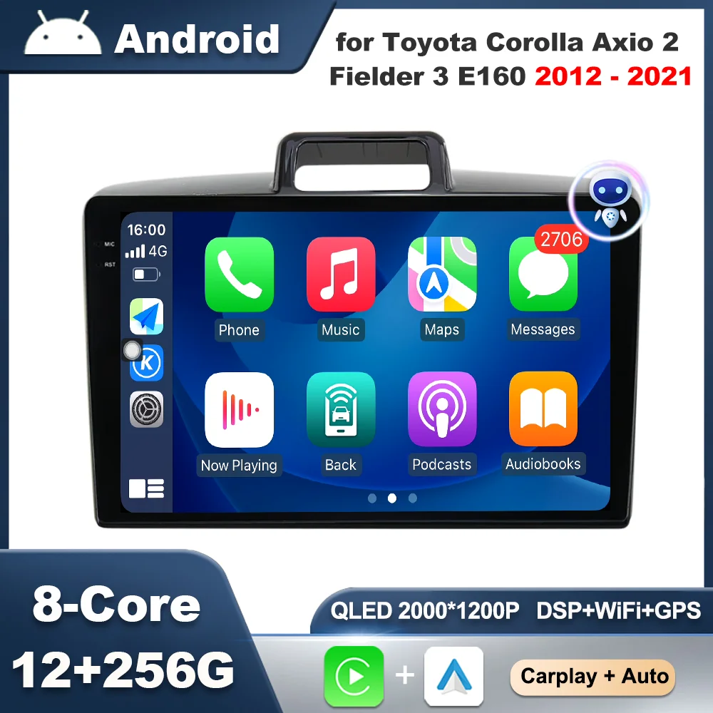 

For Toyota Corolla Axio 2 Fielder 3 E160 2012 - 2021 HD Touch Screen Wireless Carplay GPS Navi Car Radio Video Multimedia Player