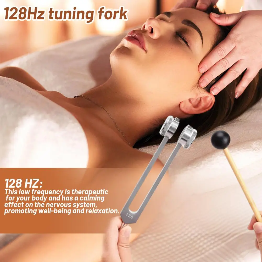 128-Hz-Stimmgabel-Set, gewichtete Bio-akustische Stimmgabel zur Chakra-Heilung, Klangtherapie, Stressabbau Q4D9