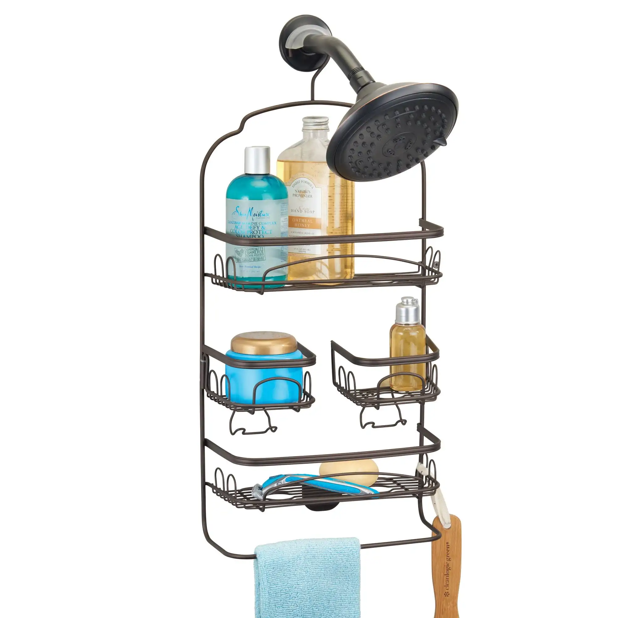 

Better Homes & Gardens Bryn 3 Shelf Metal Swivel Shower Caddy, Bronze