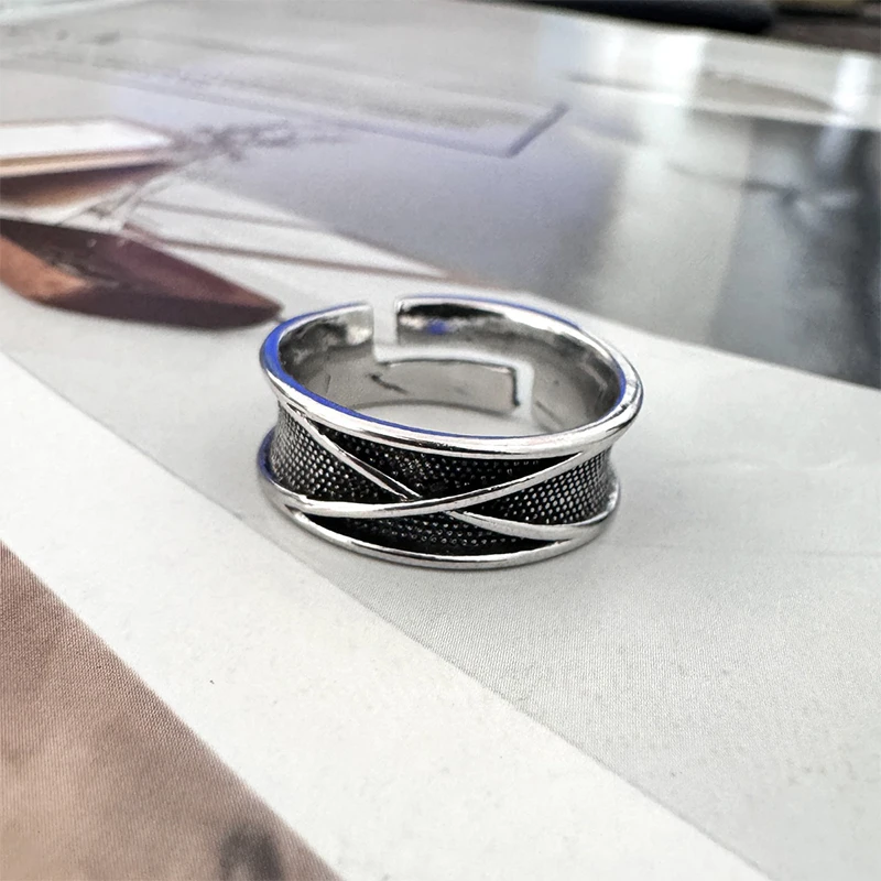 2025 New Retro Time Space Goku Black Ring Punk Gothic Open Design Handmade Unisex Jewelry For Men