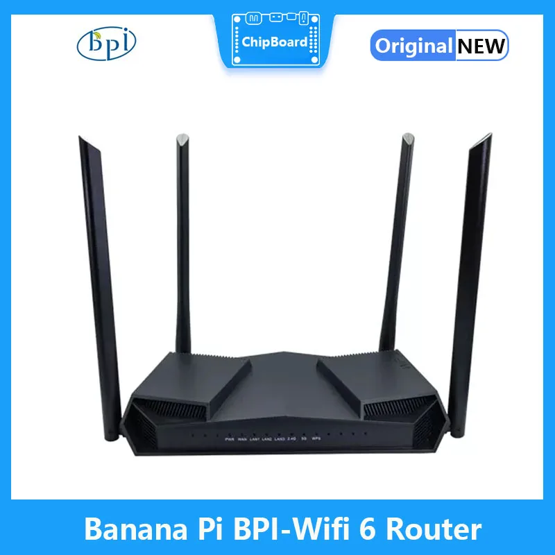 Banana Pi, BPI Wifi 6 Router, TR6560+TR5220 Wifi, SOC Dual Core ARM, Cortec A9 Integrated 5GE PHY RGMII 6 GE MACs, Routing Board