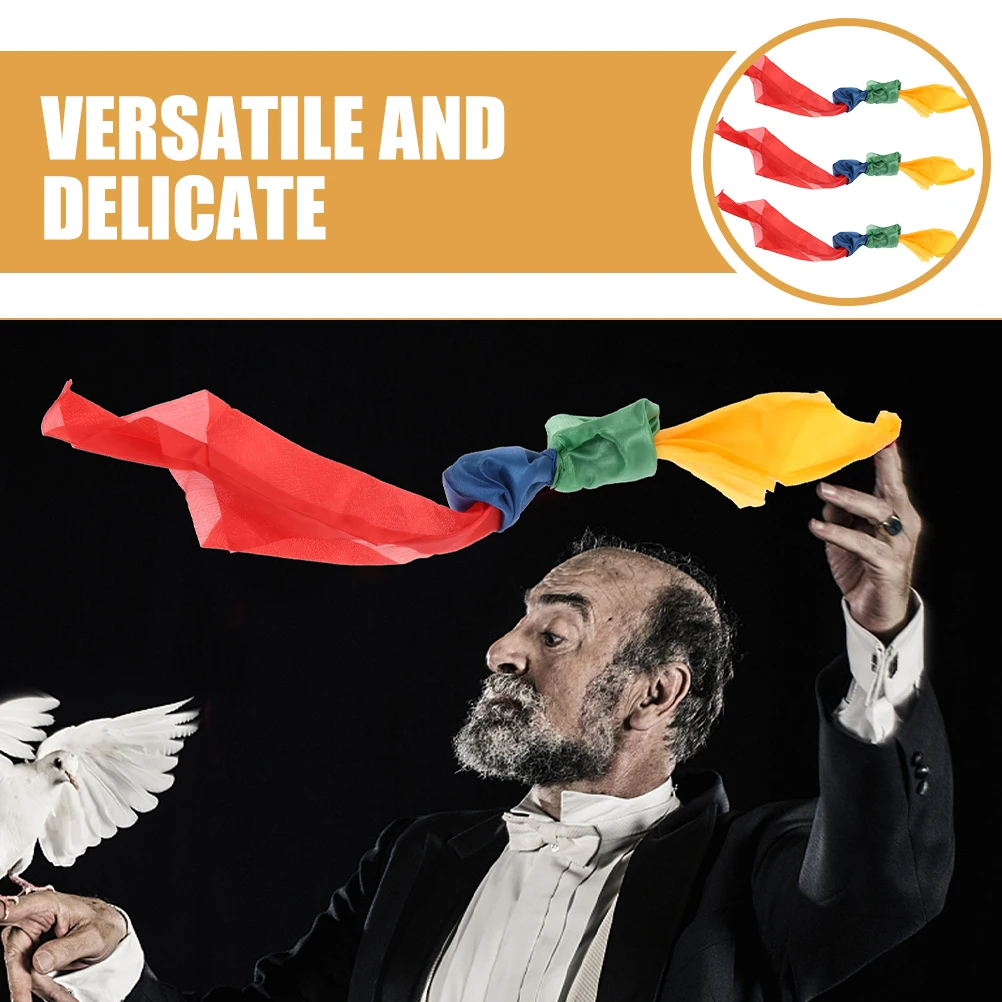 ผ้าพันคอเปลี่ยนสี 3 ชิ้น อุปกรณ์ประกอบการแสดง ทนทาน สำหรับการแสดงบนเวที งานเต้นรำ ปาร์ตี้ นักมายากล เทคนิค กล อุปกรณ์เสริม