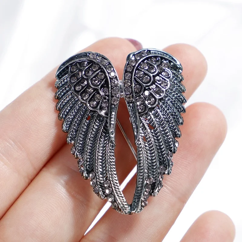 Fashion Crystal Angel Wing Brooch Pins Jewelry Women Men