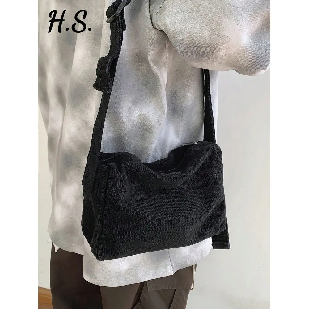 

Canvas Small Square Bag, Casual Retro Versatile Lightweight Foldable Shoulder Bag, Zipper Closure Small Fabric Bag, Suitable Fo