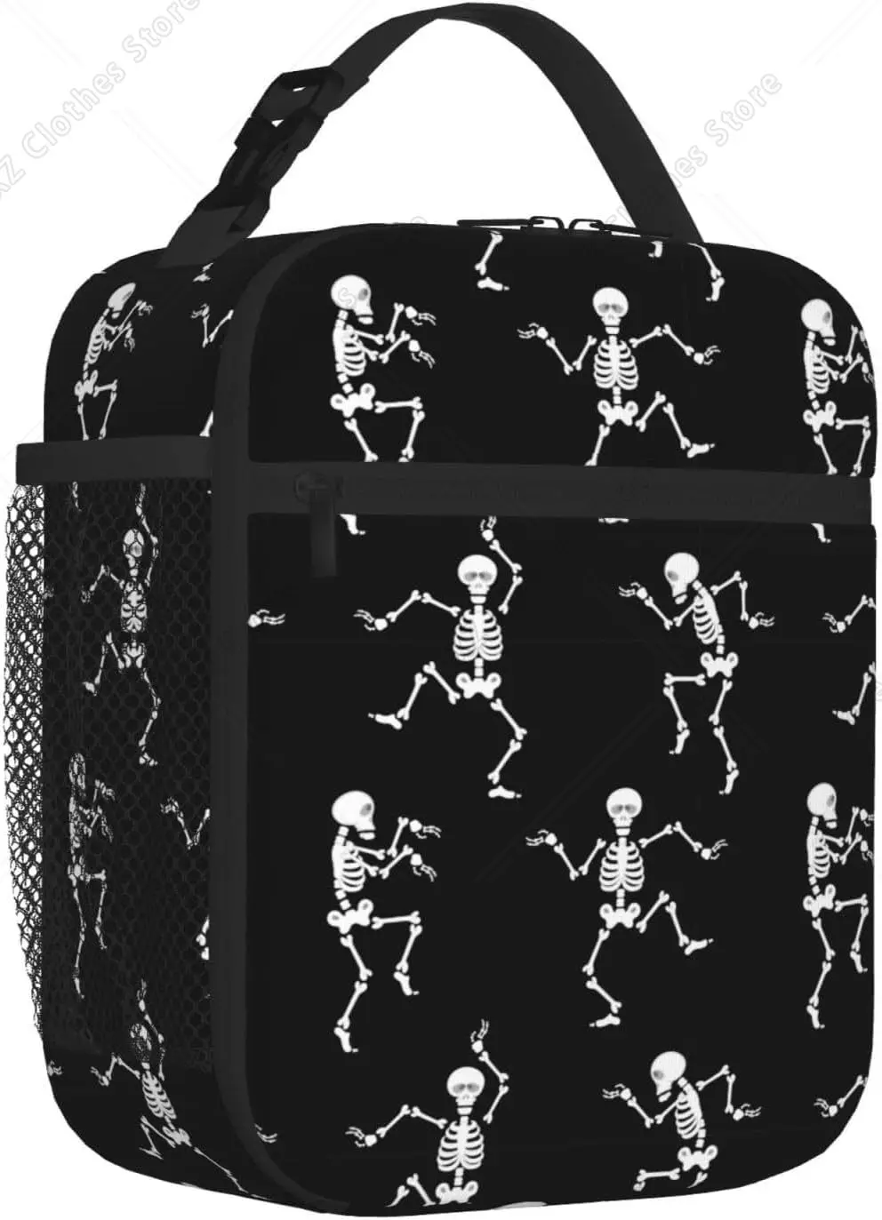 Halloween Skeleton Insulated Portable Lunch Bag with Detachable Handle  Reusable Lunch Box for Boys Girls Men Women