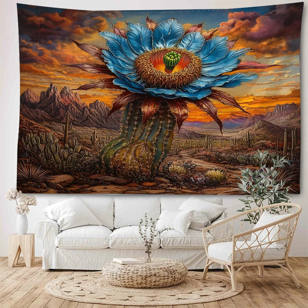 Beautiful Desert, Beautiful Flowers, Cactus Flowers, Background Decoration Tapestry, Home Background Wall Decoration Tapestry