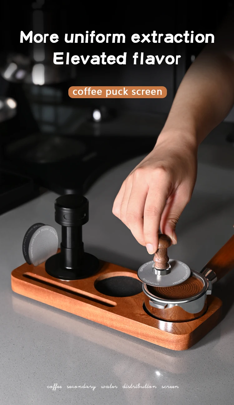 KACACAO Espresso Puck Screen Kaffeefilter, wiederverwendbarer Edelstahlhalter, 0,2 mm, für 51/54/58 mm Siebträger, Barista-Zubehör – Detail 1