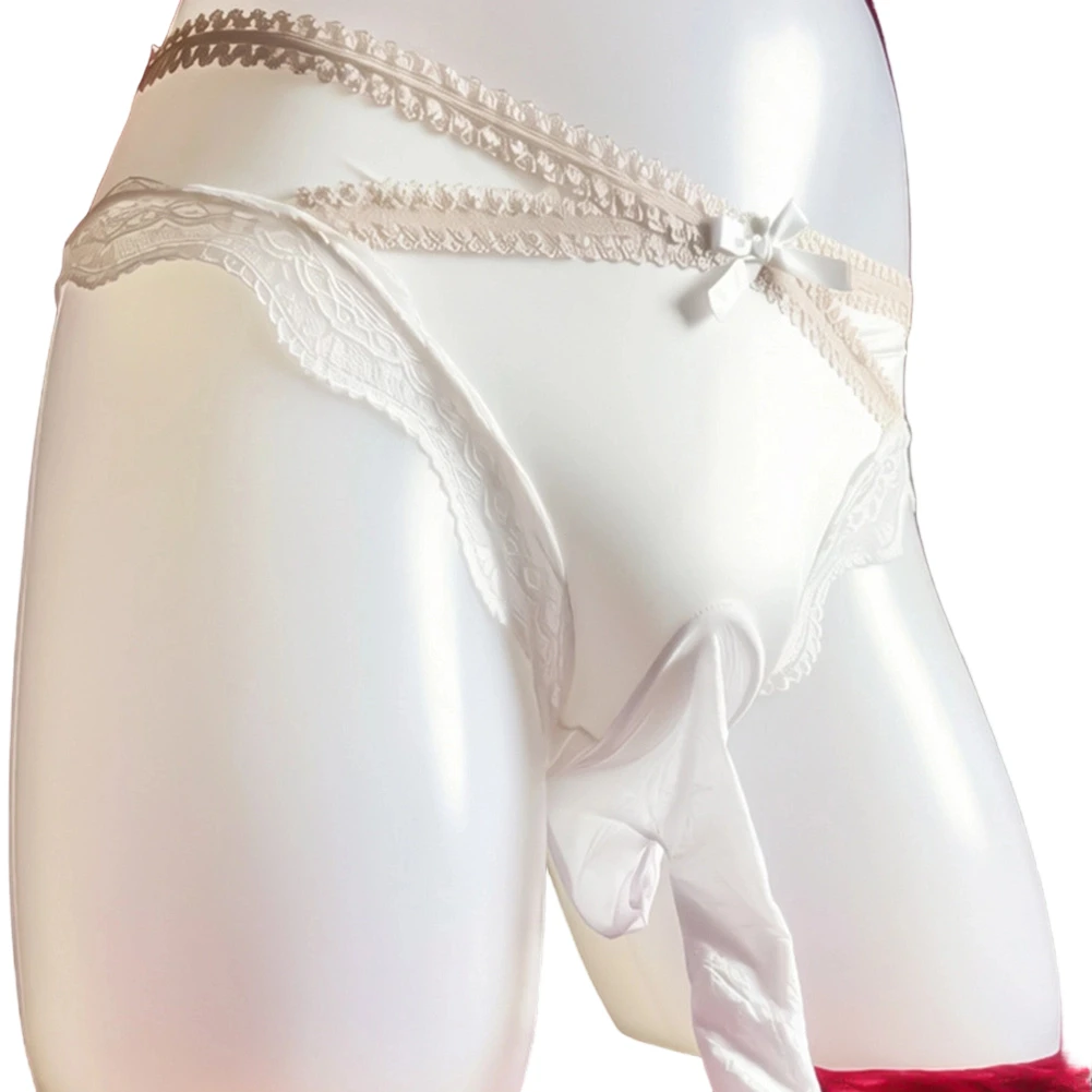 Men\'s Glossy Stretch Briefs with Contoured Pouch and Soft Lace Trim Designed for Movement and Discreet Comfort