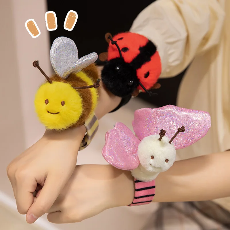 

Cute Bee Butterfly Ladybird Insect Plush Doll Toy Funny Clap Hand Ring / Hair Band / Keychain Pendant / Stand Shoulder Plush Toy