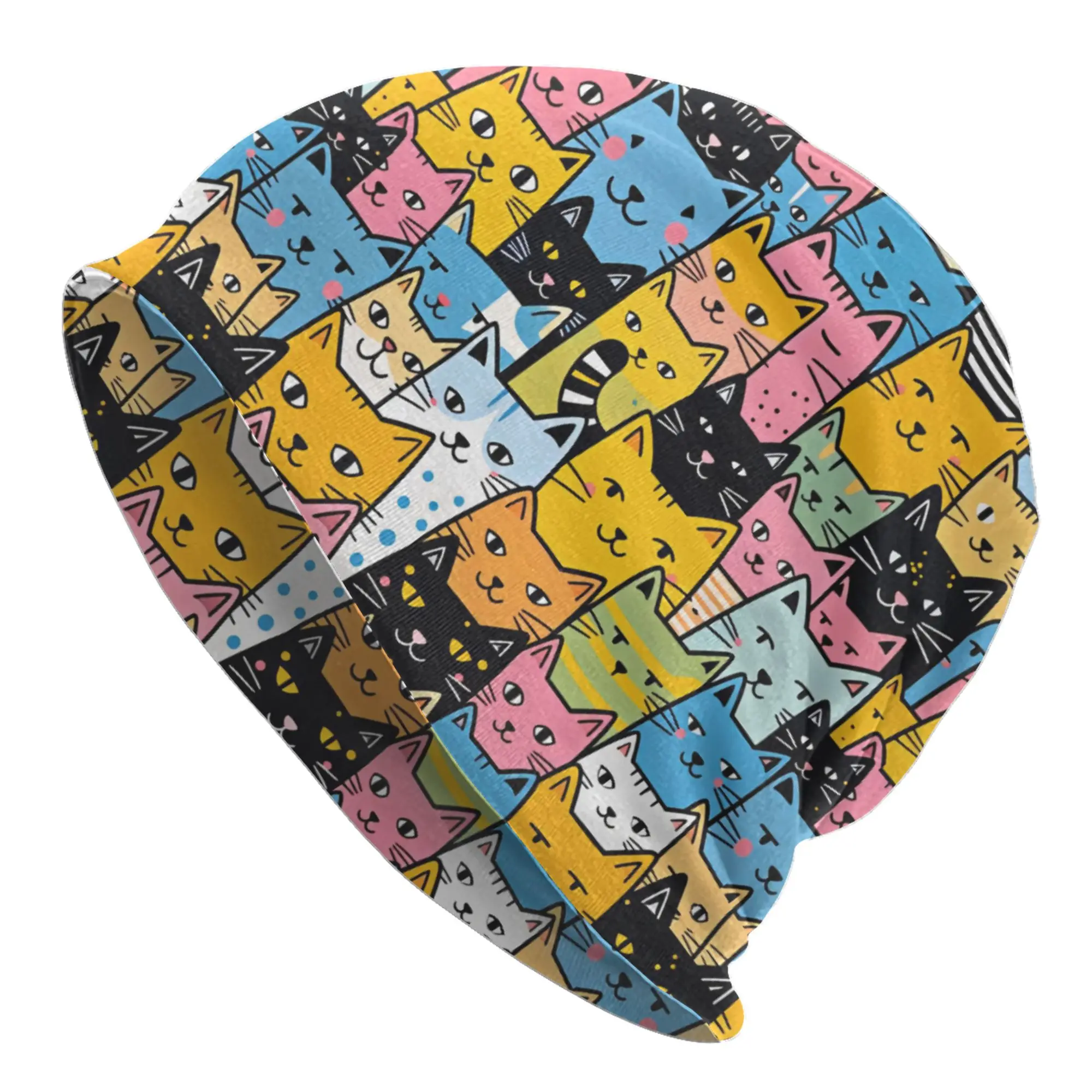 Colourful Creative Cat Printed Skullies Beanies Caps For Men Women Unisex Trend Winter Warm Knitting Hat Adult  Bonnet Hats