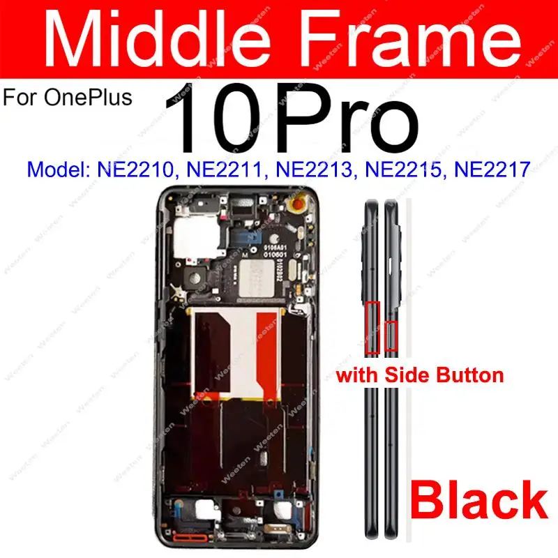 For OnePlus Oneplus 1+ 10 Pro 10Pro 10R 10T Middle Frame Housing Front Frame Middle Housing with/without Side Button Chassis