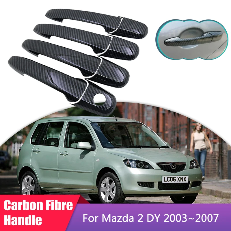 

Carbon Fiber Door Handle Cover for Mazda 2 MK1 DY Demio 2003 2004 2005 2006 2007 Car Protective Accessories Style Stickers Trim