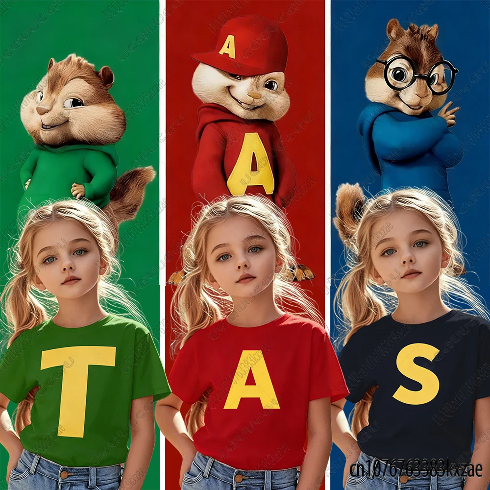 Camisetas de Alvin y los Chipmunks para adultos/niños, camisetas de dibujos animados para niños y niñas, camiseta de Alvin Chipmunk, ropa informal para padres e hijos