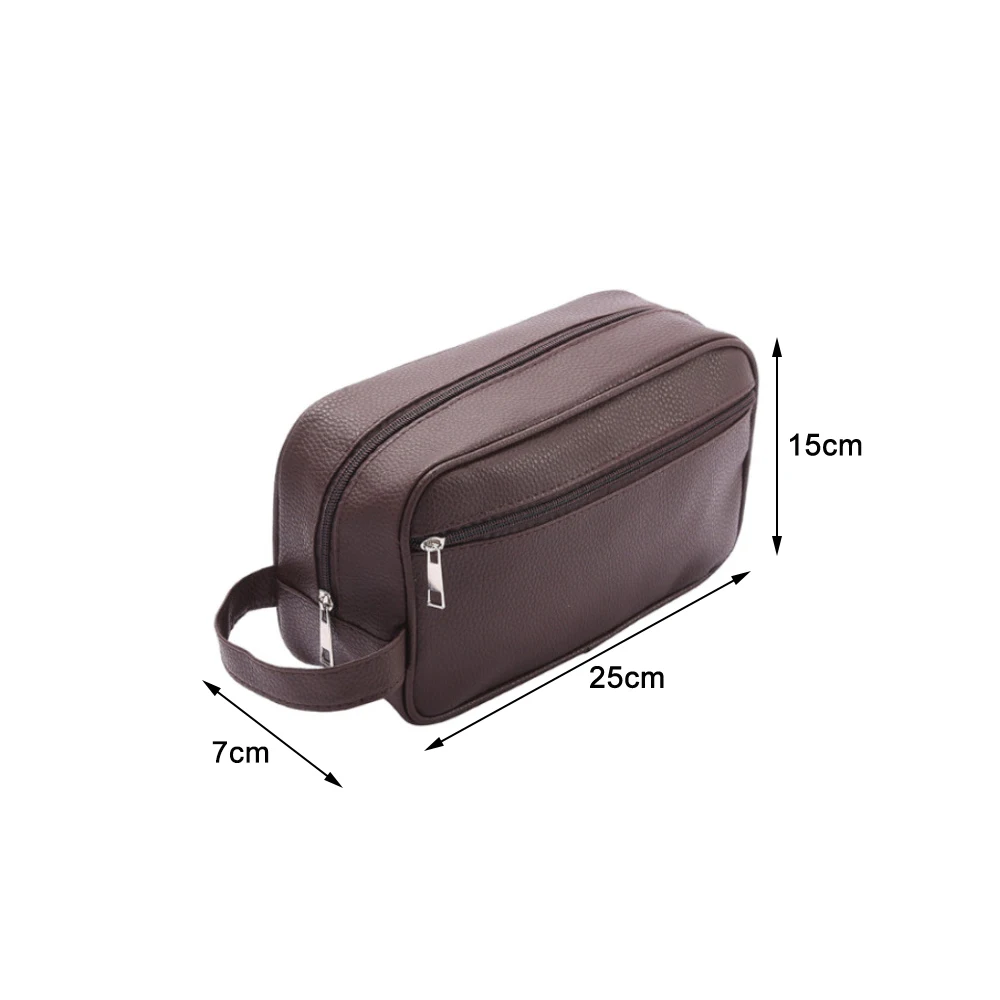 Large PU Leather Cosmetic Bag for Men Women Fashion Solid Waterproof Phone Wristlet Bag Travel Casual Toiletry Bag Handbags