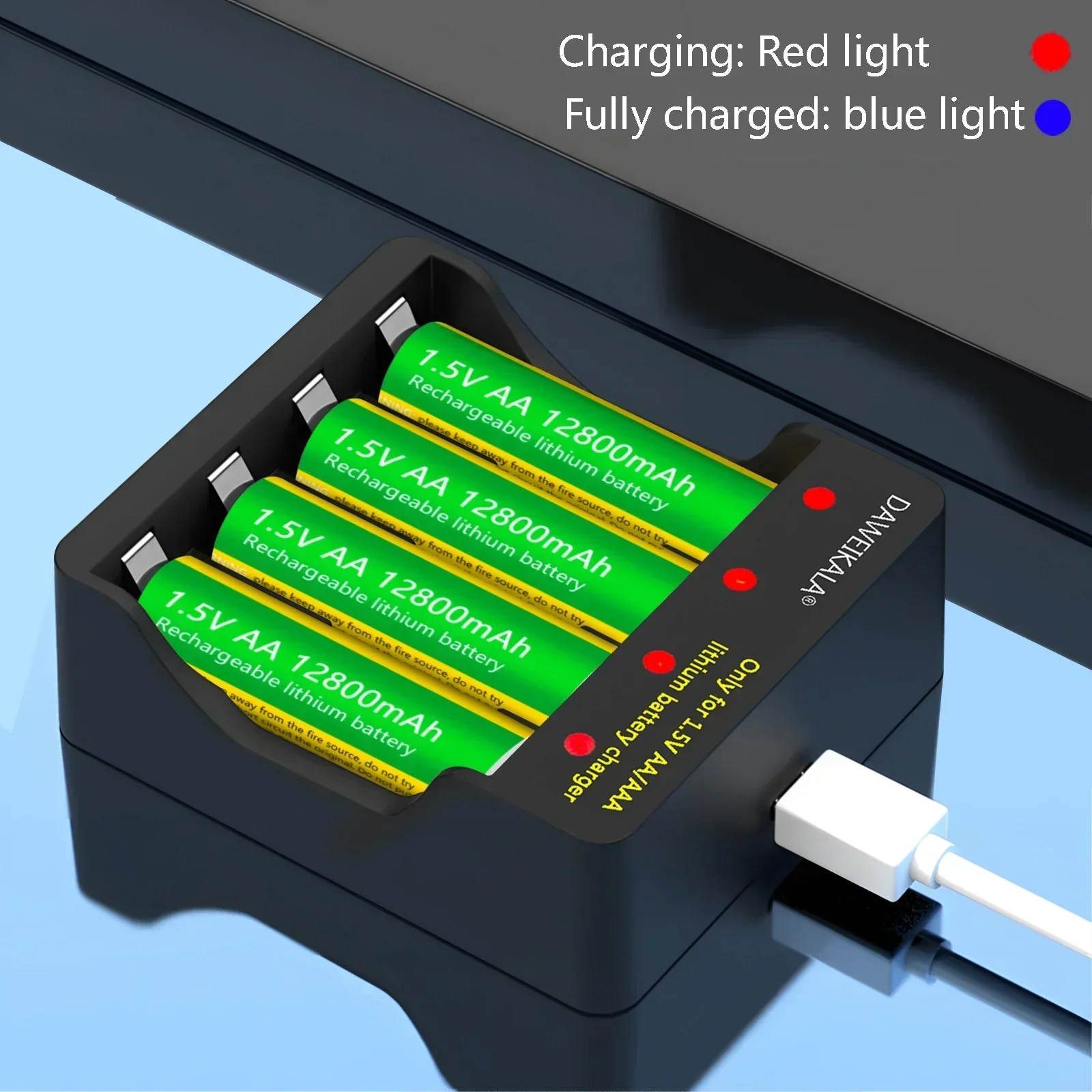 1.5V AA lithium battery Fast charging 12800mAh capacity rechargeable AA battery for toy keyboard Remote control with charger