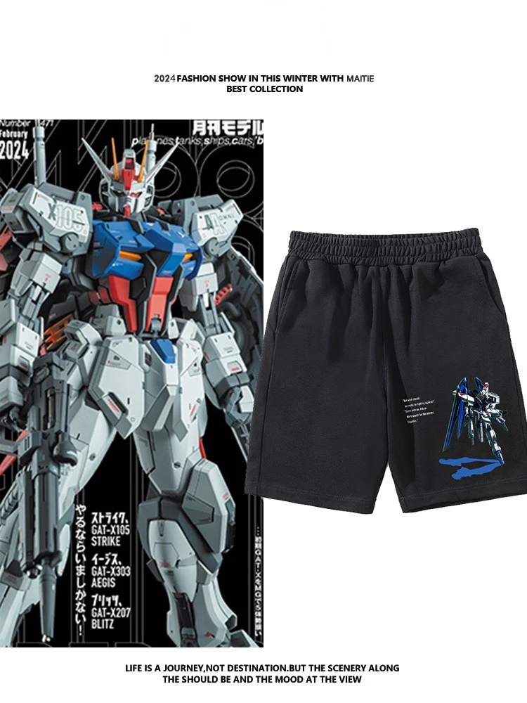 

Gundam Collaboration Shorts Men's and Women's Mobile Suit 2D Loose Pants High-quality Pure Cotton Children's Shorts