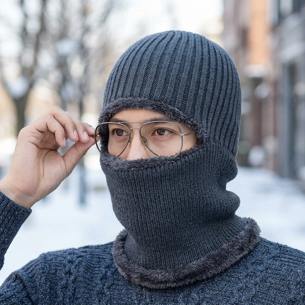 Knit Hat Soft Winter Warm Beanie for Men Women Cycling Hiking Durable Thermal Earflap Neck Warmer Cap