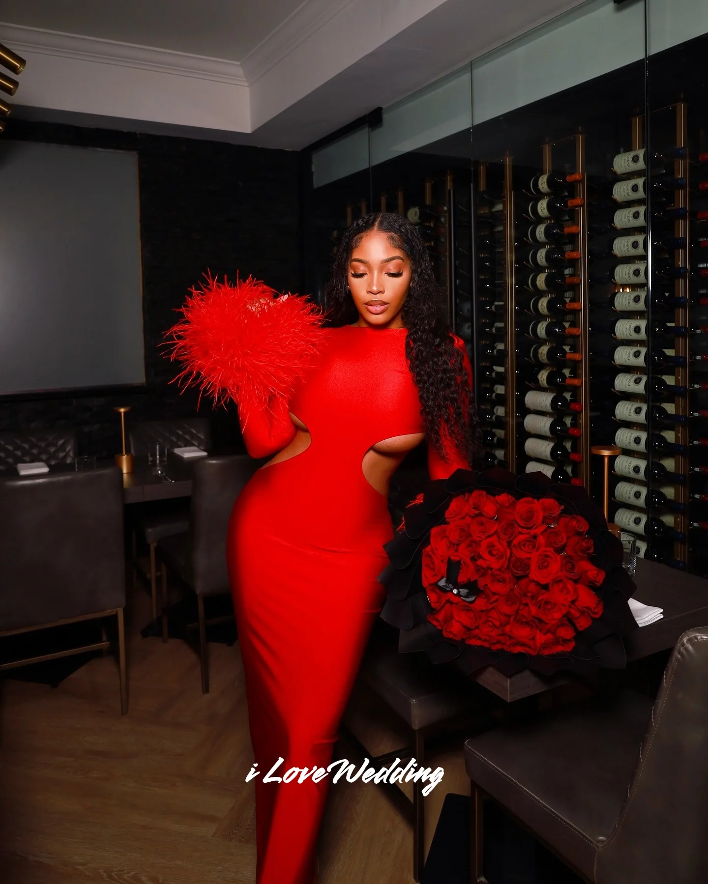 

Красные вырезы с перьями русалки, платья для выпускного вечера, платье русалки с длинными рукавами на день рождения, длиной до пола, плиссированное свадебное платье по индивидуальному заказу