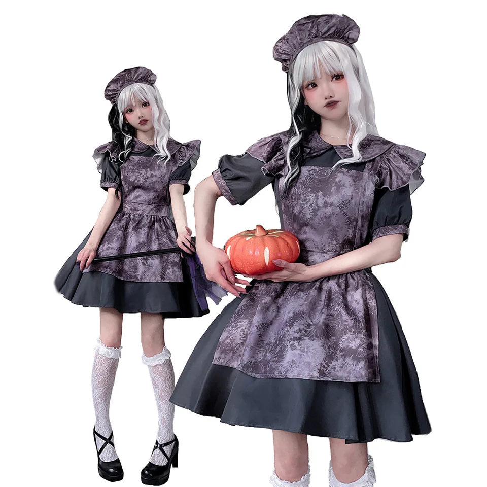 Anime Black Gothic Lolita Collection Maid Dress Set Cosplay