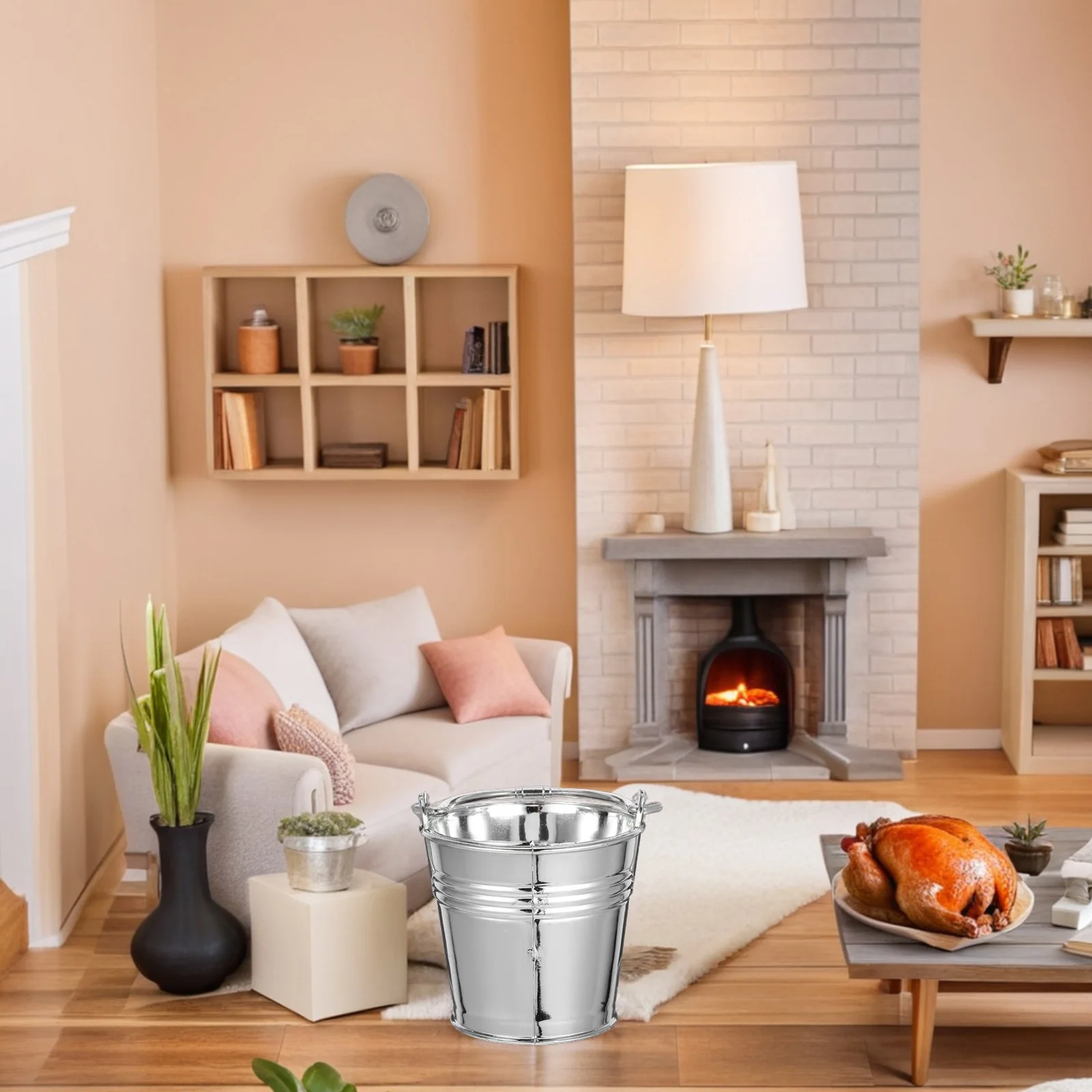 10Pcs Mini Buckets Silver Plastic Pails Small Kitchen Utensils Pretend Play Cooking Set Party Buckets with Handles