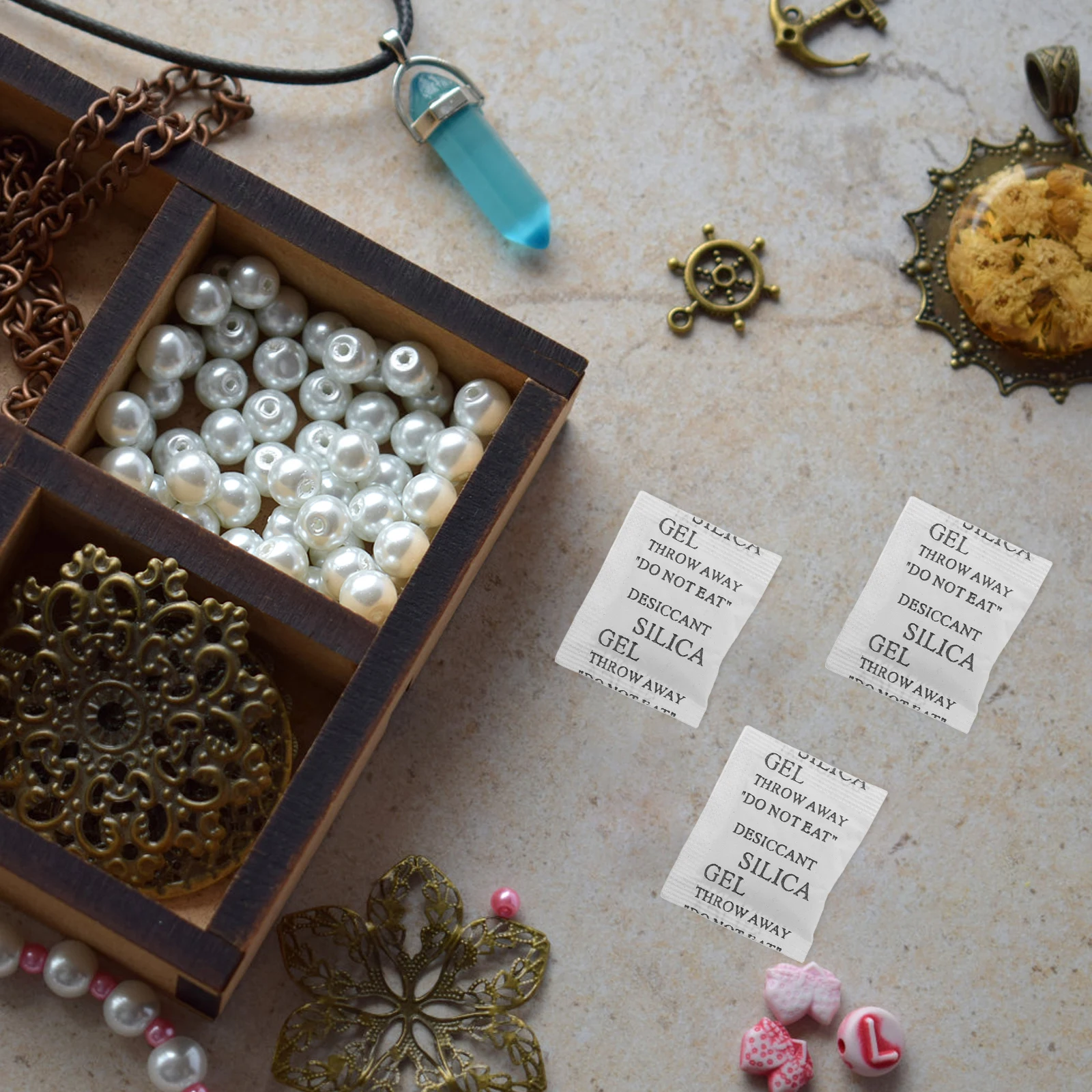 

100Pcs Silica Gel Packets High Moisture Absorption Food Safe Storage Containers Dehumidifying Bags Closet Cabinet