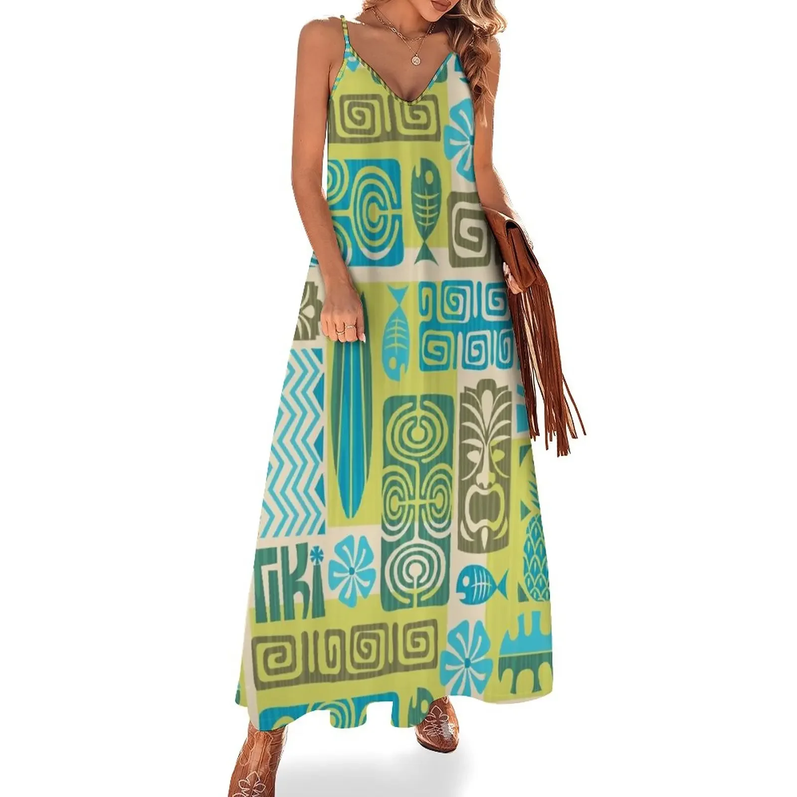 

Tiki Time Luau Party Pattern Sleeveless Dress Women's dress summer dresses for women 2025