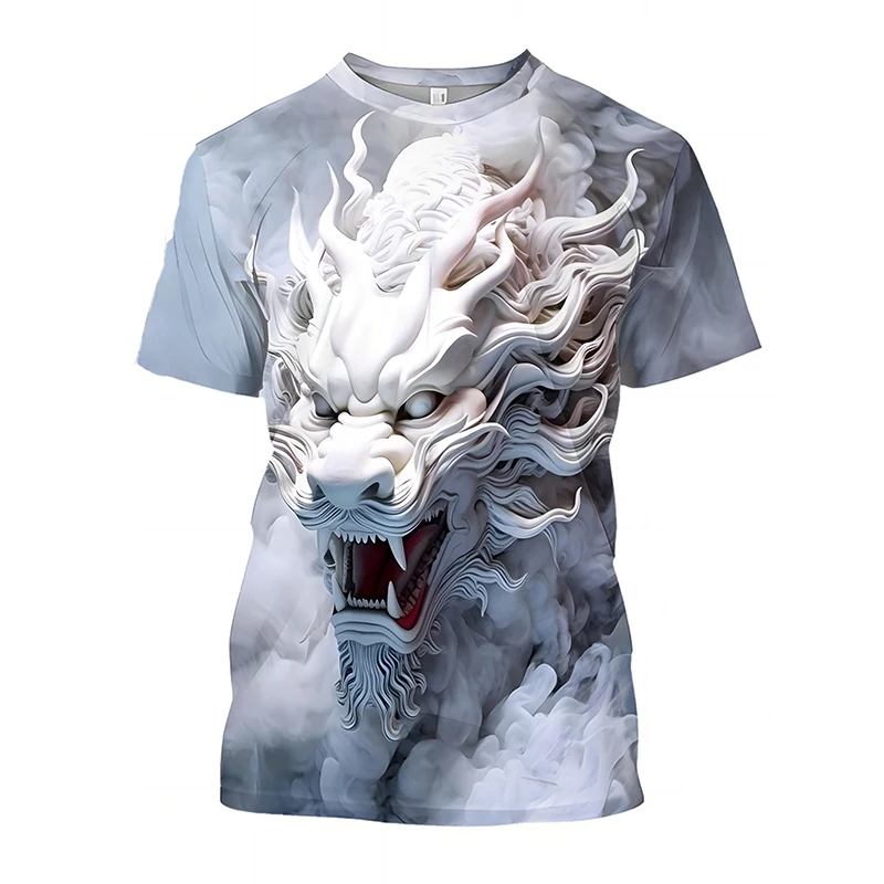 Fashion Chinese Dragon 3D Print Men\'s T-shirts Thin O-neck Short Sleeve Summer Tshirt Man Plus Size Loose Street Casual Tee Tops