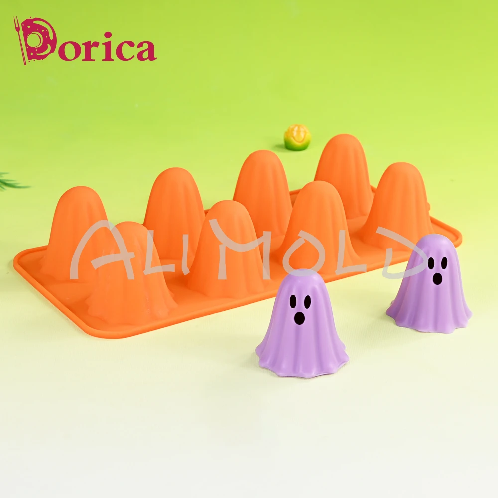 Molde de silicona para Chocolate fantasma de 8 agujeros, vela de jabón casera, Fondant, caramelo, helado, herramientas de decoración de pasteles, suministros de cocina para hornear