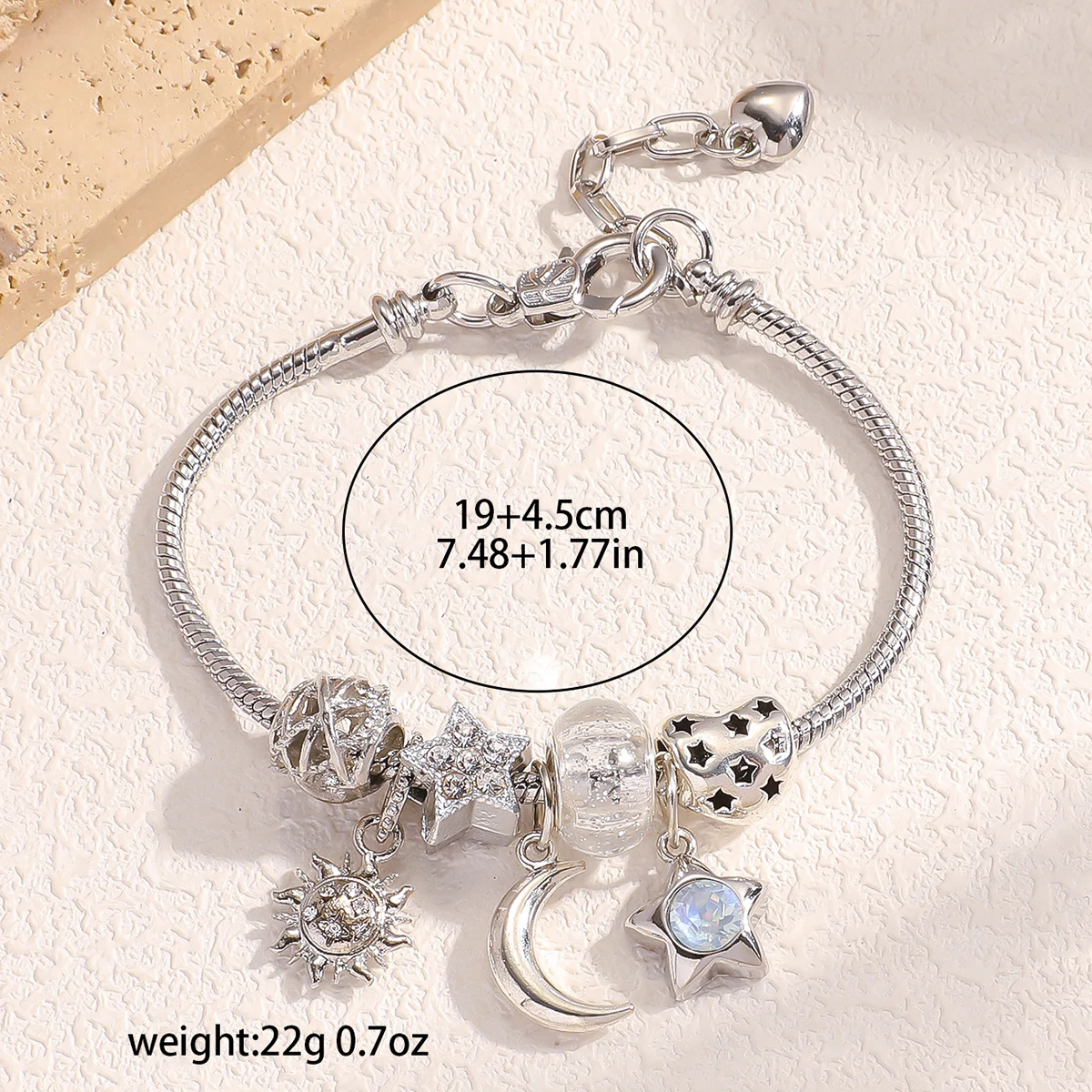1PC Women\'s Fashion Pan Family Multi Element Star Moon Beaded Bracelet Date Travel Banquet Party Holiday Dressing Gift