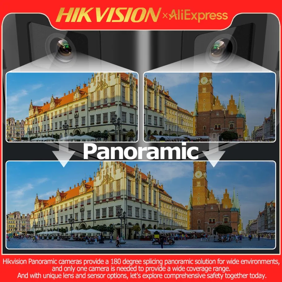 هيكفيجن DS-2CD1383G2P-LIUF/SL 4K 8MP عدسة مزدوجة مخيطة 180 °   كاميرا IP شبكية POE ذات زاوية واسعة وإضاءة هجينة ذكية وصوت ثنائي الاتجاه