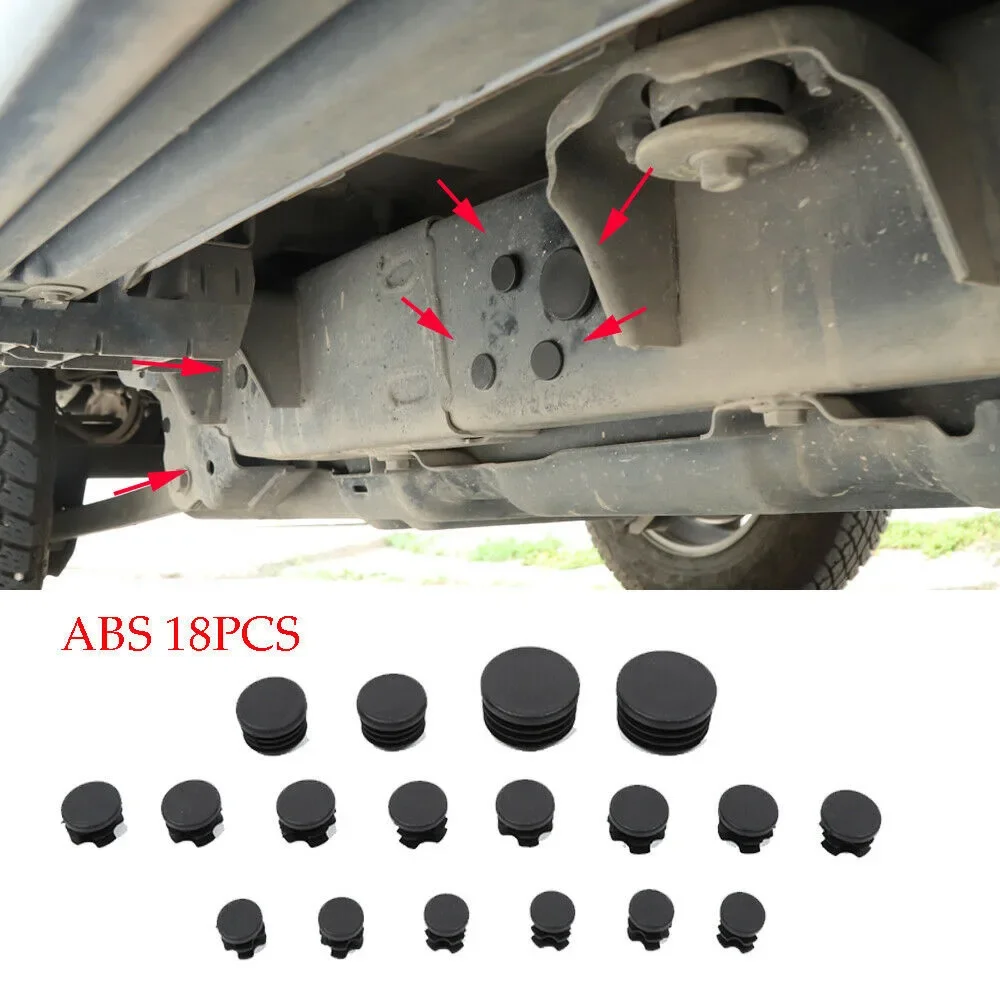 18pcs/kit Waterproof Cover ABS Plastic Accessories Black Chassis Decoration For Jeep Wrangler JL/JT 2018-2020 Plug Stopper