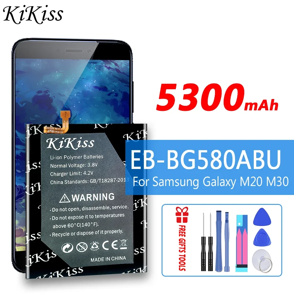 5300mAh KiKiss EB-BG580ABU Battery For Samsung Galaxy M20 M30 SM-M205F/DS SM-M205FN/DS SM-M205G/DS M205 M305 M 20 30