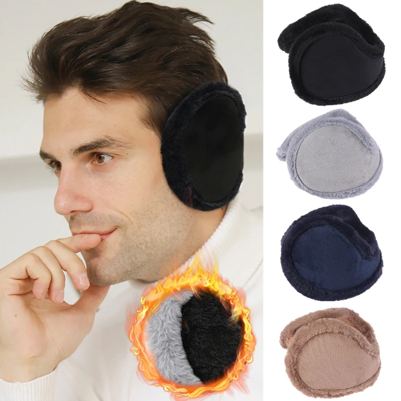 Cache-oreilles thermiques doux en peluche pour hommes, cache-oreilles épais, couvre-oreilles coupe-vent, résistant au froid, sports de plein air, hiver